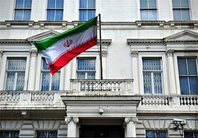 Iranian flag raised over embassy in London