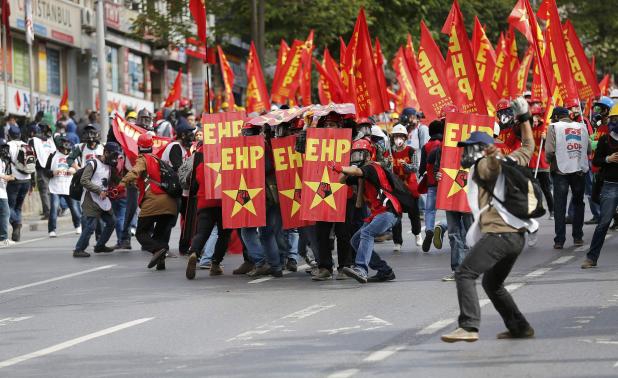 Riot police clash with May Day protesters in Istanbul
