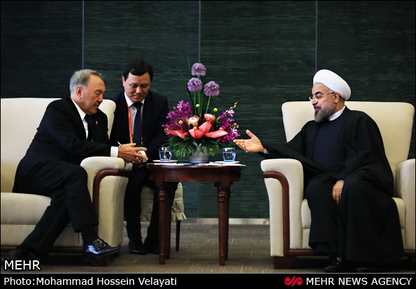 Rouhani discusses bilateral ties, Caspian Sea with Nazarbayev