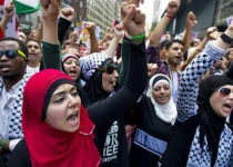 Pro-Palestinian activists march to UN headquarters