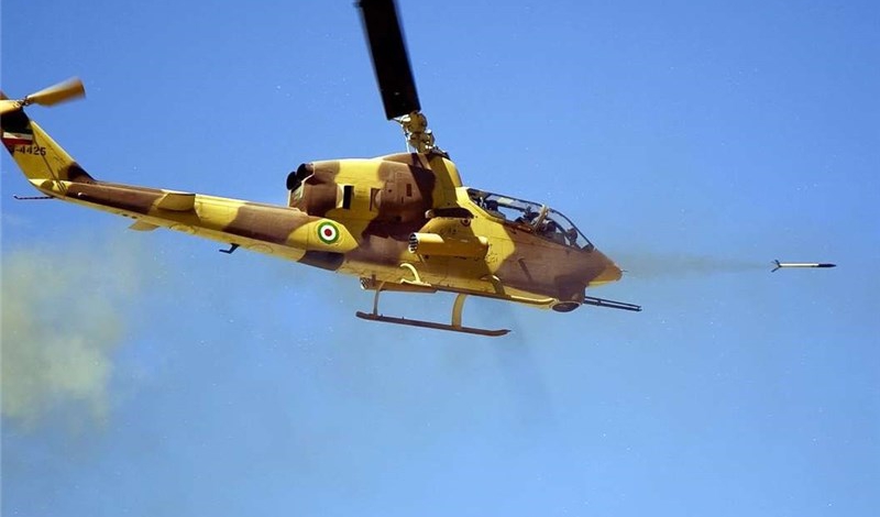 Iran navys gunship helicopter takes action in drills 