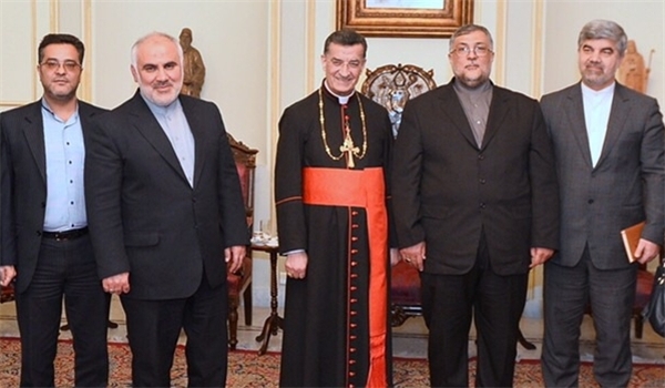 Iranian envoy, Lebanese Cardinal stress peaceful settlement of regional crises