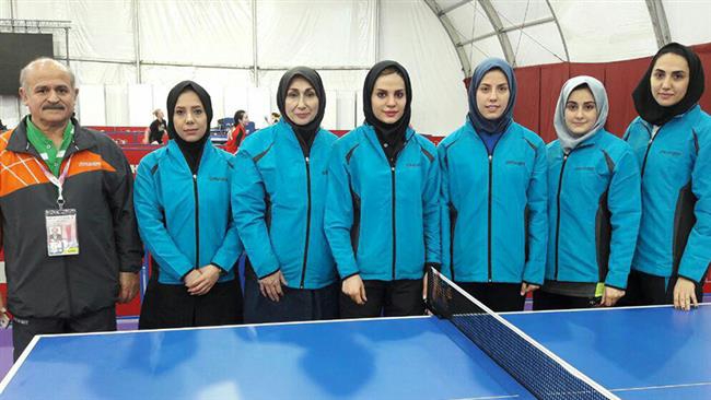 Iran female ping pong players defeat Venezuela