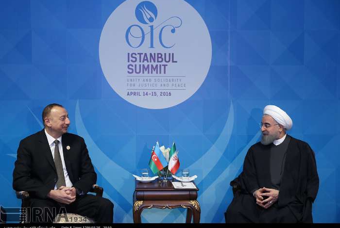 President Rouhani, Aliyev confer