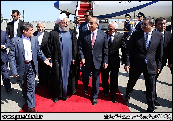 President Rouhani arrives in Baku