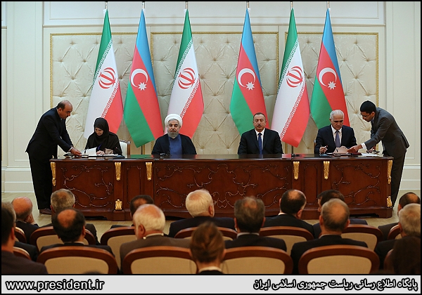 In presence of Iranian, Azeri presidents six protocols for trade ties signed