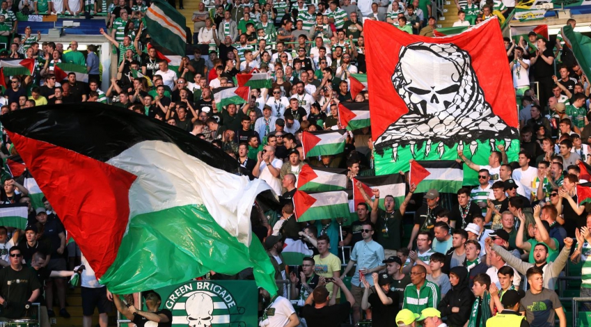 Celtic fans fly Palestinian flags against Israeli team as European tie turns political
