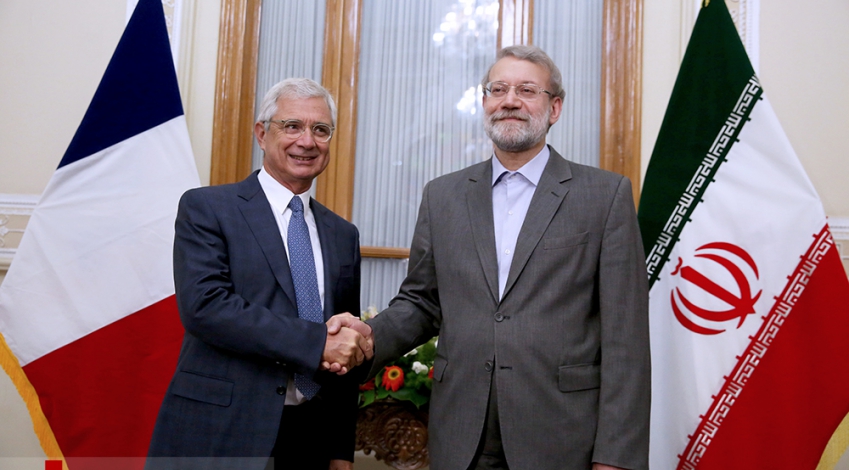 Larijani meets French National Assembly president in Tehran