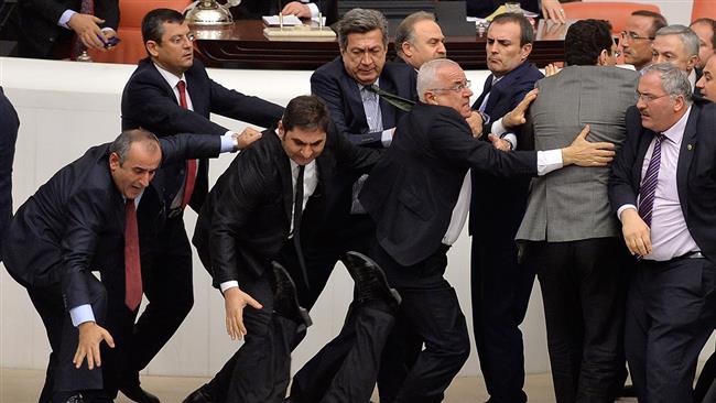 Scuffles erupt at Turkeys parliament over constitutional change
