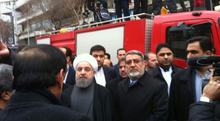 President Rouhani visits site of collapsed high-rise in downtown Tehran