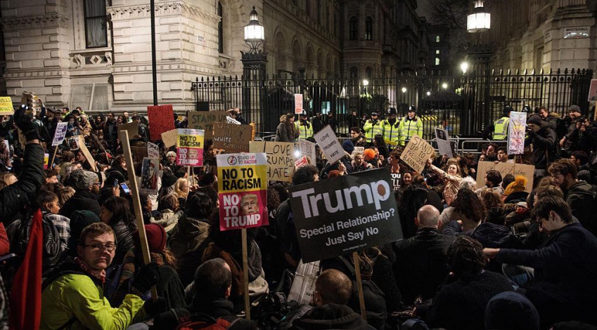 Thousands protest in London against Trump