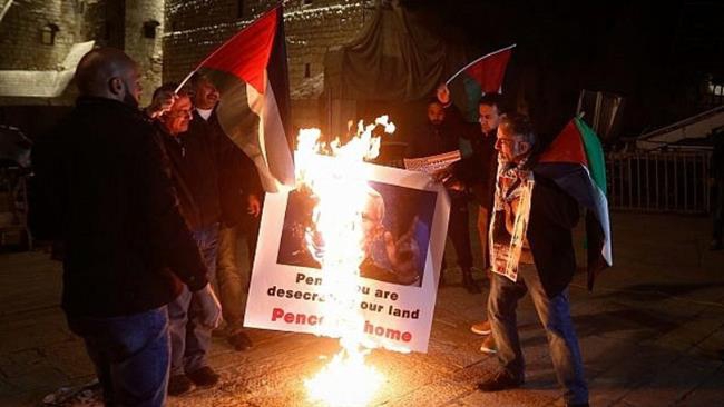 Angry Palestinians protest US vice president