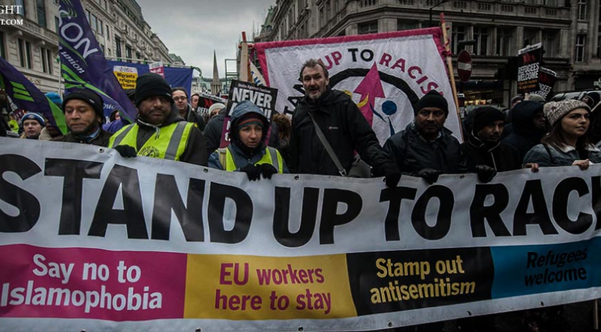 Protest held in London to condemn racism across Europe