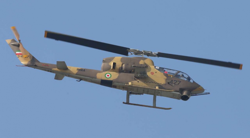 Helicopters perform parade flight on Iran