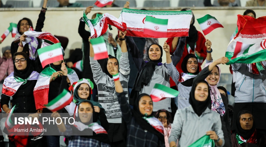 Iran women attend international football match against Bolivia