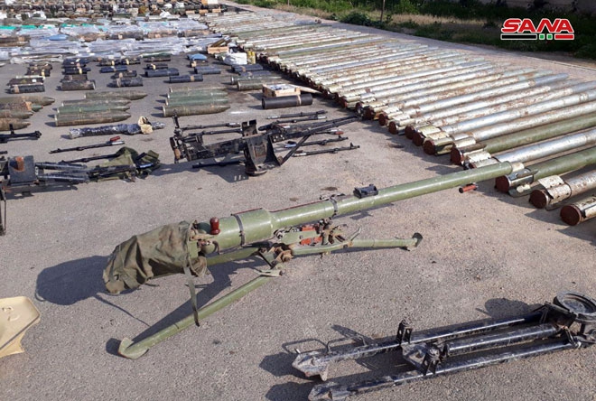 American and Israeli-made weapons left behind by terrorists found in Damascus Countryside
