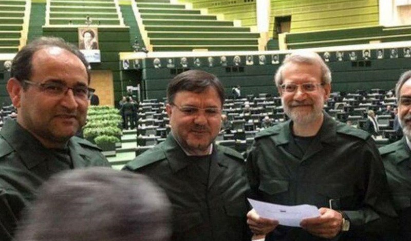 Iranian lawmakers wear IRGC uniforms in mockery of US move