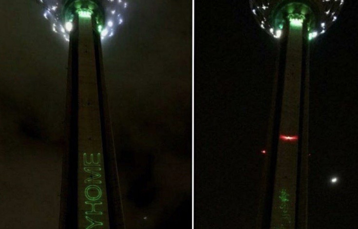 Milad Tower illuminates with green lights to appreciate medics