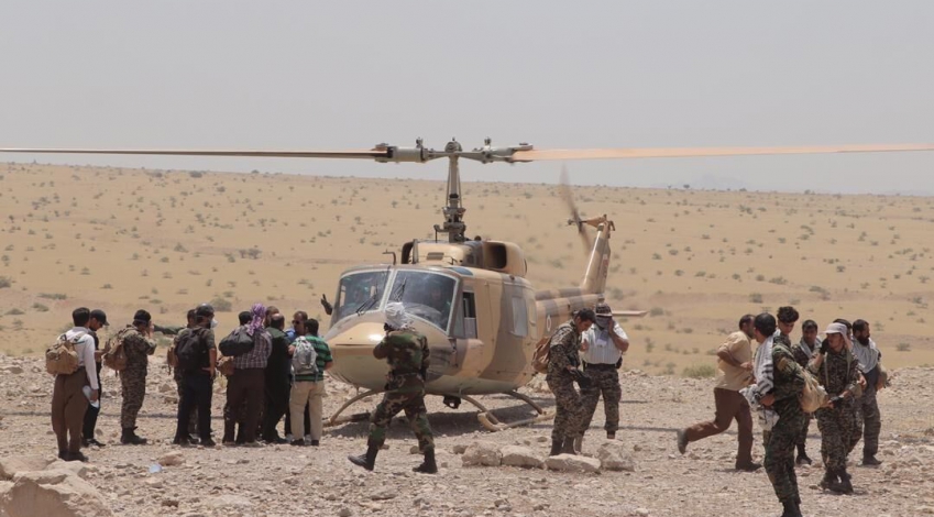 Army helicopters assigned to extinguish forest fire in western Iran