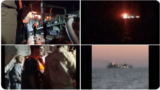 Iranian naval vessel sinks in Gulf of Oman after fire