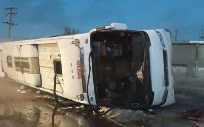واژگونی اتوبوس در محور تبریز - آذرشهر ۱۲ مصدوم به جا گذاشت