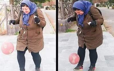 فیلم: هنرنمایی یک زن با توپ فوتبال در رشت  