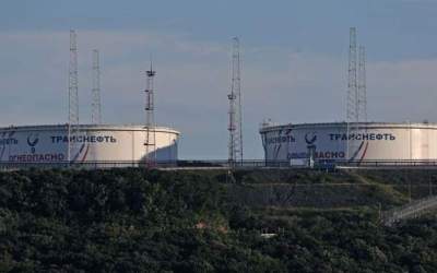 oil tanks of Transneft oil pipeline operator at the crude oil terminal Kozmino in Russia