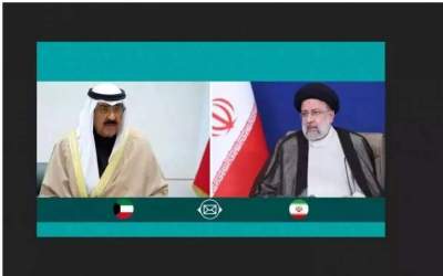 Iran’s President Ebrahim Raisi and Kuwait’s Emir Sheikh Mishal Al-Ahmad Al-Jaber Al-Sabah