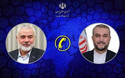 Iranian Foreign Minister Hossein Amir-Abdollahian and Head of the Political Bureau of Hamas Ismail Haniyeh