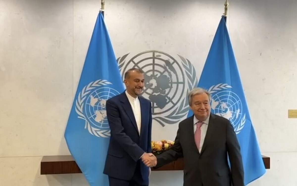 Iranian Foreign Minister Hossein Amirabdollahian and UN Secretary General Antonio Guterres in a meeting