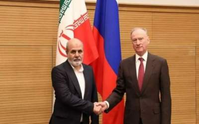 Secretary of Iran’s Supreme National Security Council Ali Akbar Ahmadian meeting with secretary of Russia’s security council Nikolai Patrushev