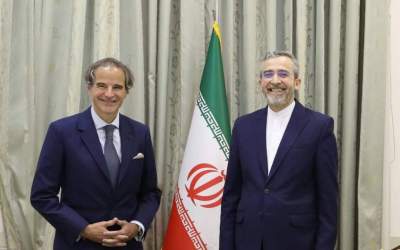 Iran’s Top Nuclear Negotiator Ali Bagheri Kani and IAEA chief Rafael Grossi