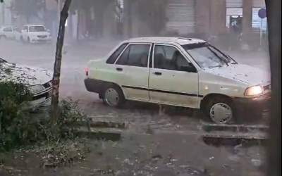 ویدیو: بارش شدید تگرگ در نیشابور  