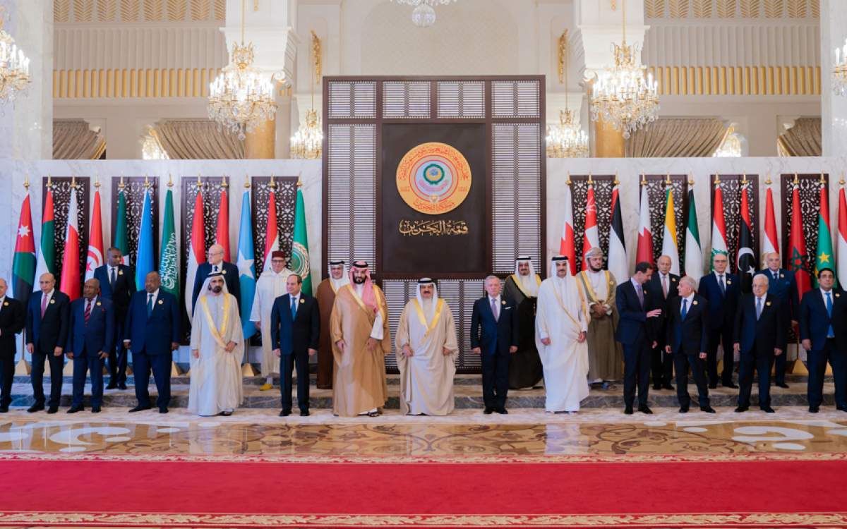 This handout picture from the official Bahrain News Agency (BNA) shows participants at the 33rd Arab League Summit in Manama, Bahrain, on May 16, 2024.
