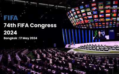 FIFA President Gianni Infantino addresses the 74th FIFA Congress in Bangkok, Thailand on May 17, 2024.
