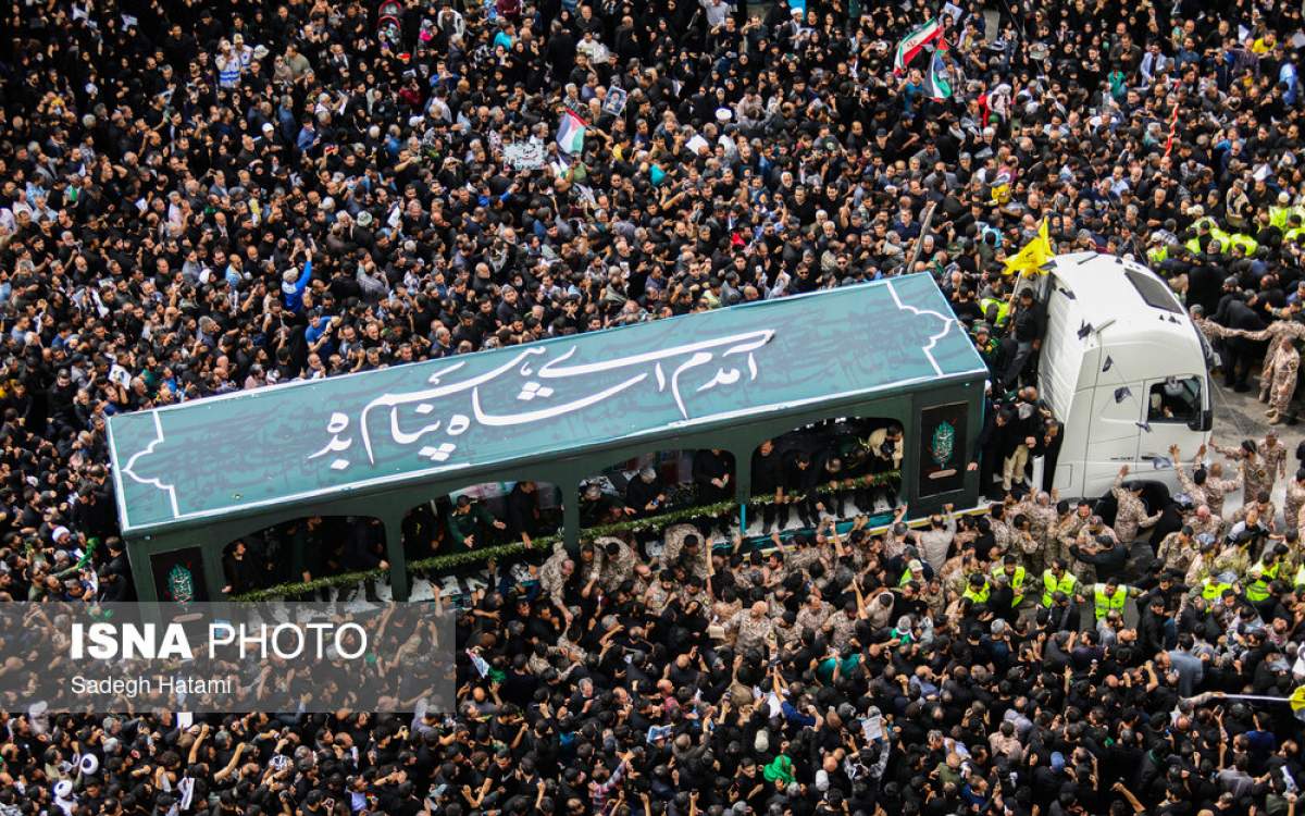 Millions of mourners gather in Iran’s Khorasan Razavi Province to pay homage to martyred President Ebrahim Raisi.