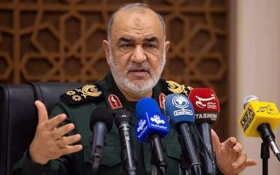 Commander of the Islamic Revolution Guards Corps (IRGC) Major General Hossein Salami speaks at an even in this file photo.