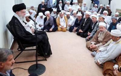 Leader of the Islamic Revolution Ayatollah Seyyed Ali Khamenei meets with Iranian Sunni scholars on September 16, 2024.