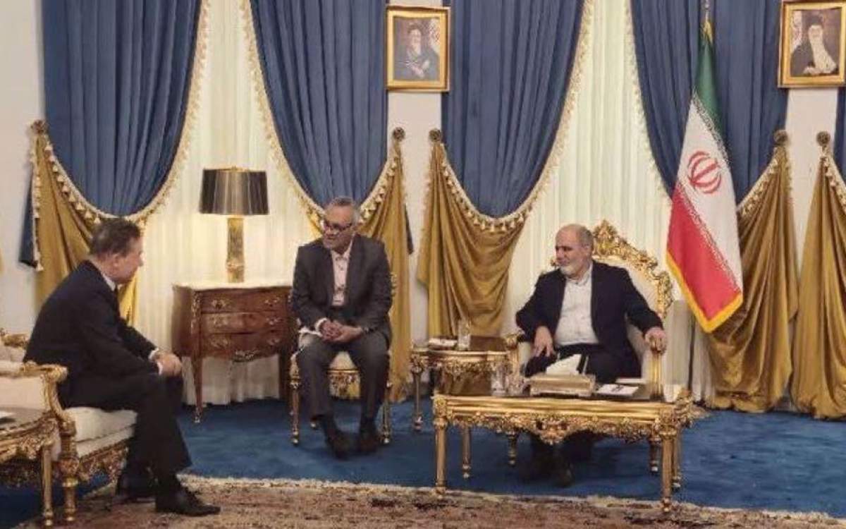 Secretary of Iran’s Supreme National Security Council Ali Akbar Ahmadian (R) met with Gazprom CEO Alexey Miller in Tehran on September 24, 2024.