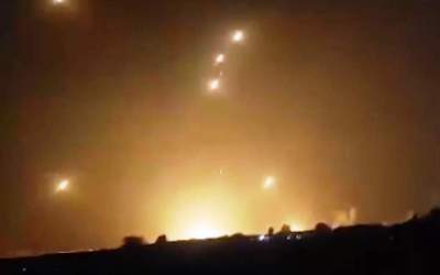 Frame grab from a video shows Iranian missiles impacting Israel’s Nevatim airbase on October 1, 2024.