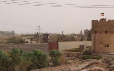 The file picture shows a watchtower between Afghanistan and Iran at the Milak border crossing in the southeastern Iranian province of Sistan and Baluchestan