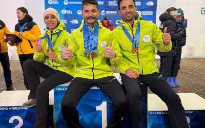 Two Iranian ice climbers receive silver medal in the International Climbing and Mountaineering Federation (UIAA) Ice Climbing World Cup.