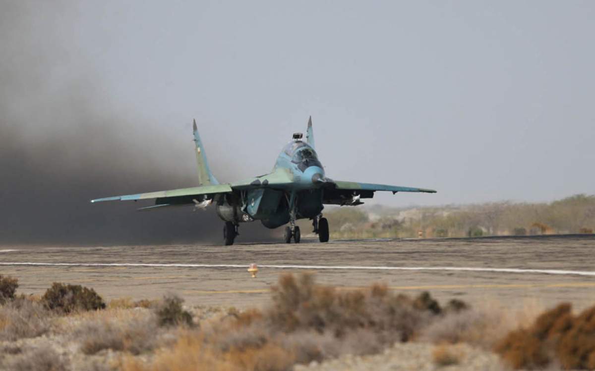 The photo shows an Iranian fighter during a military drill called Zolfaghar 1403 in southern Iran on February 22, 2025.