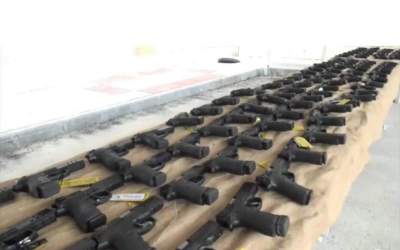 The cops seize around 400 firearms in southeastern Iran.