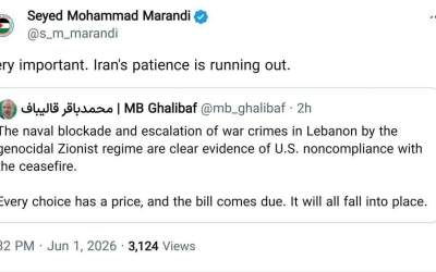 واکنش محمد مرندی به توئیت قالیباف: «صبر ایران دارد تمام می‌شود»